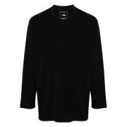 Y-3 Svart Bomull Logo Tee med Sidoslitsar Black, Herr