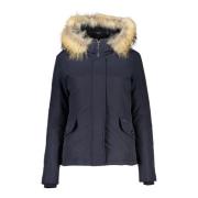 Woolrich Blå Vinterjacka med Päls Huva Blue, Dam