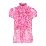 Saint Tropez Rynkad Ss Skjorta Bluser Rosa Pink, Dam