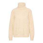 Saint Tropez Mysig Rollneck Pullover Ice Melange Beige, Dam