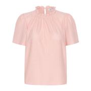 Saint Tropez Feminin Jovitasz Blus med Volang Pink, Dam