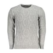 U.s. Polo Assn. Twisted Crew Neck Sweater Contrast Detaljer Gray, Herr