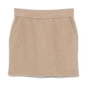 Max Mara Brun Ullblandning Broderad Kjol Brown, Dam