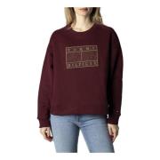 Tommy Hilfiger Bordeaux Print Sweatshirt Rund Hals Kvinnor Red, Dam