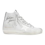 Golden Goose Laminerad Mocka Stjärn Glitter Läder Sneakers White, Dam