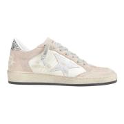 Golden Goose Glitter Häl Mocka Stjärnskor Beige, Dam