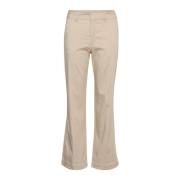 Kaffe Flared Chino Byxor i Fjäder Grå Beige, Dam