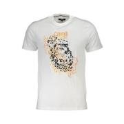 Cavalli Class Tryck Logo Kortärmad Bomull T-shirt White, Herr