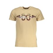 Cavalli Class Beige Bomull Logo Print T-shirt Beige, Herr