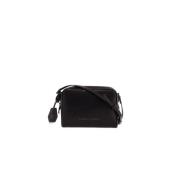 Brunello Cucinelli Mini Läder Boston Crossbody Väska Black, Dam