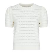 Neo Noir Off-White Stitch Stickad Blus White, Dam