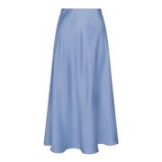 Neo Noir Bias Cut Sateen Kjol Blue, Dam