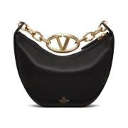 Valentino Garavani Svart Hobo-väska med Guldhardware Black, Dam