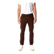 Blue de Gênes Militärinspirerade Tapered Fit Chino Byxor Brown, Herr