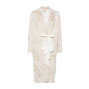 Bode Kräm Jacquard Beaded Coat Beige, Dam