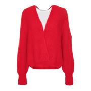 American Vintage Alpaca Blend Oversized Cardigan Red, Dam