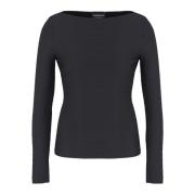 Emporio Armani Räfflad Jerseytröja Båthals Långärmad Black, Dam