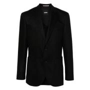 Hugo Boss Ull/Bomull Jacka med 2 Knappar Black, Herr