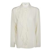 Victoria Beckham Ruffle Blus Beige, Dam