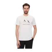 Armani Exchange Logotyp Bomull T-shirt - Rak passform White, Herr