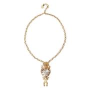 Dolce & Gabbana Guld Kristall Hjärta Charm Halsband Yellow, Dam