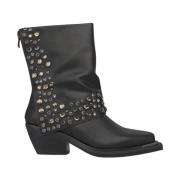 ALMA EN PENA Studded Pleat Bootie Black, Dam