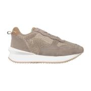 ALMA EN PENA Glittriga lädersneakers med plattformssula Beige, Dam