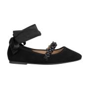 Alma EN Pena Platt ballerina med rosett Black, Dam