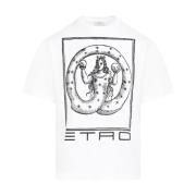 Etro Vit Bomull T-shirt med Logotyptryck White, Herr