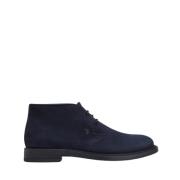 Tod's Blå Mocka Ankelboots med Präglat Monogram Blue, Herr