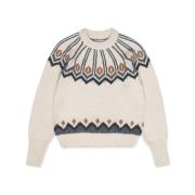 The New Society Fantasy Jacquard Sweater White, Dam