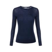 Elisabetta Franchi Stilfull Stickad Topp Blue, Dam