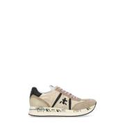 Premiata Beige Vit Läder Tech Sneakers Kvinna Beige, Dam