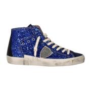 Philippe Model Bl Glitter High Top Sneakers Blue, Dam