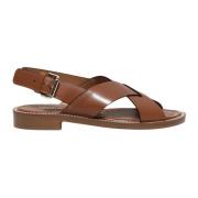 Guglielmo Rotta Elegant Crossed Leather Sandals Brown, Dam