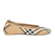 Burberry Baby Check Ballerina Flats Beige, Dam