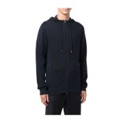 Hugo Boss Zip-Up Hoodie - Svart Bomull Ull Black, Herr