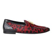 Dolce & Gabbana Leopard Loafers Rd Svart Formella Herrskor Red, Herr