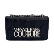 Versace Jeans Couture Svart Läder Logo Lock Väska Black, Dam