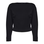 Pinko Svart Tricot Båtringad Tröja Black, Dam