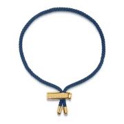 Nialaya Mens Navy Blue String Bracelet with Adjustable Gold Lock Yello...