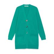 Maliparmi V-ringad Bomullssilke Cardigan med Speciella Knappar Green, ...