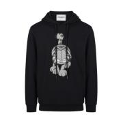 Iceberg Hoodie med tecknad tryck Black, Herr