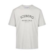 Iceberg Logo Print Bomull T-shirt Gray, Herr