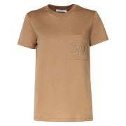 Max Mara Kamel Bomull T-shirt Rund Krage Korta ärmar Brown, Dam