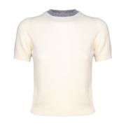 PINKO Vit Bomull T-shirt Rund Krage Smör White, Dam