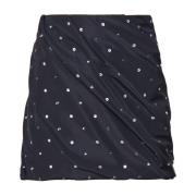 PINKO Svart Taffeta Kjol med Ljusa Dekorationer Black, Dam