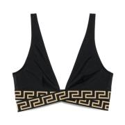 Versace Svart Greca-detalj Bikini Topp Black, Dam