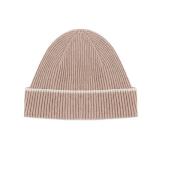 Eleventy Kashmir Beanie Mössa Elfenben Kamel Ribbad Beige, Herr