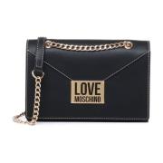 Love Moschino Svart Axelväska med Klaffstängning Black, Dam